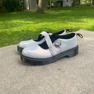 NWOT Iridescent Mary Jane Doc Martens with Flower Buckle